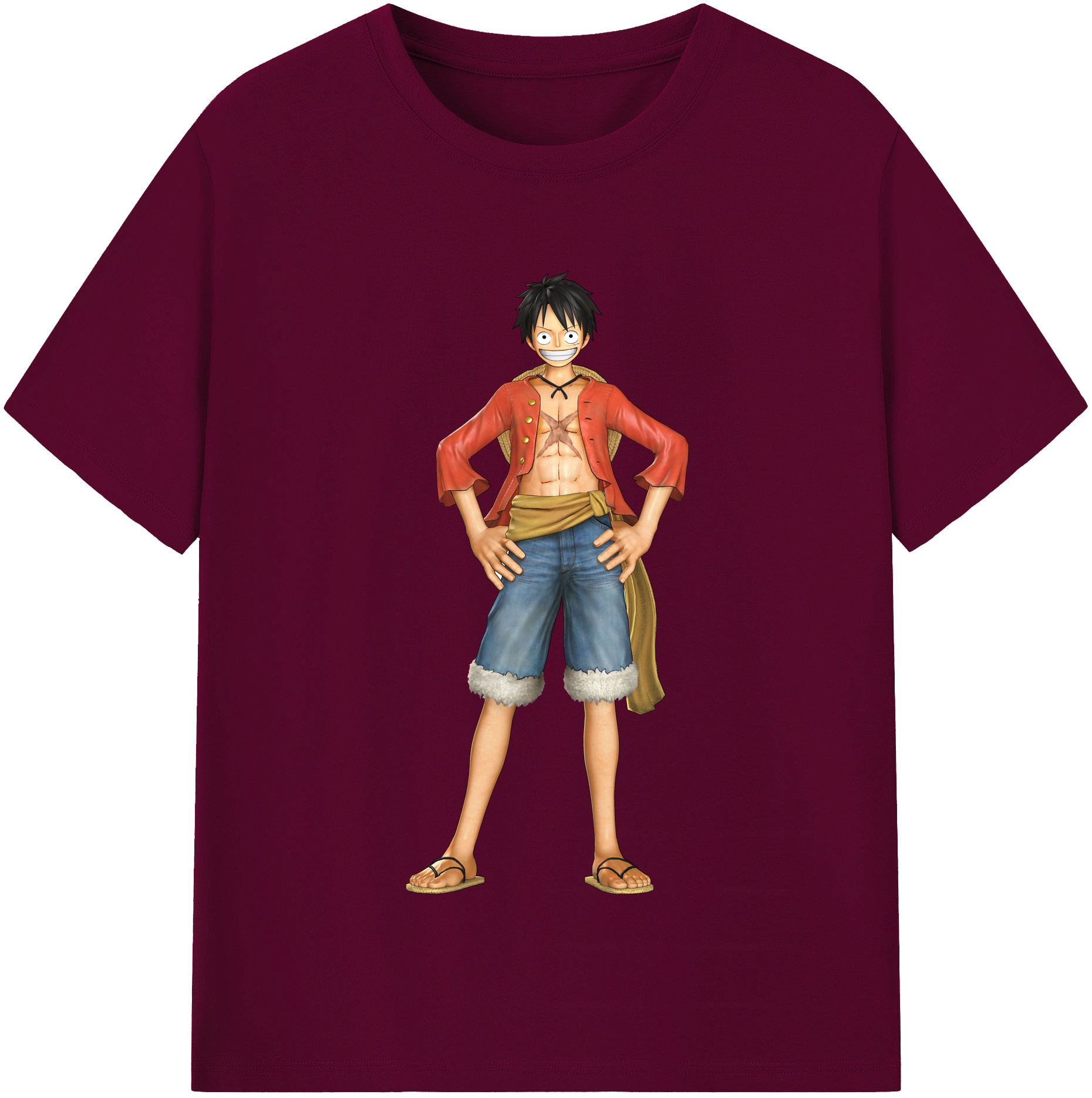ワンピース モンキー・D・ルフィ ONE PIECE Monkey D. Luffy レディースカジュアルプリントTシャツ（綿100％）